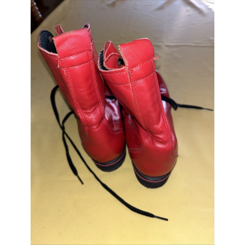Vtg Laredo Western Red Lace Up Boots Size 6.5 Model 16540 Leather Rubber Sole. - Picture 6 of 10